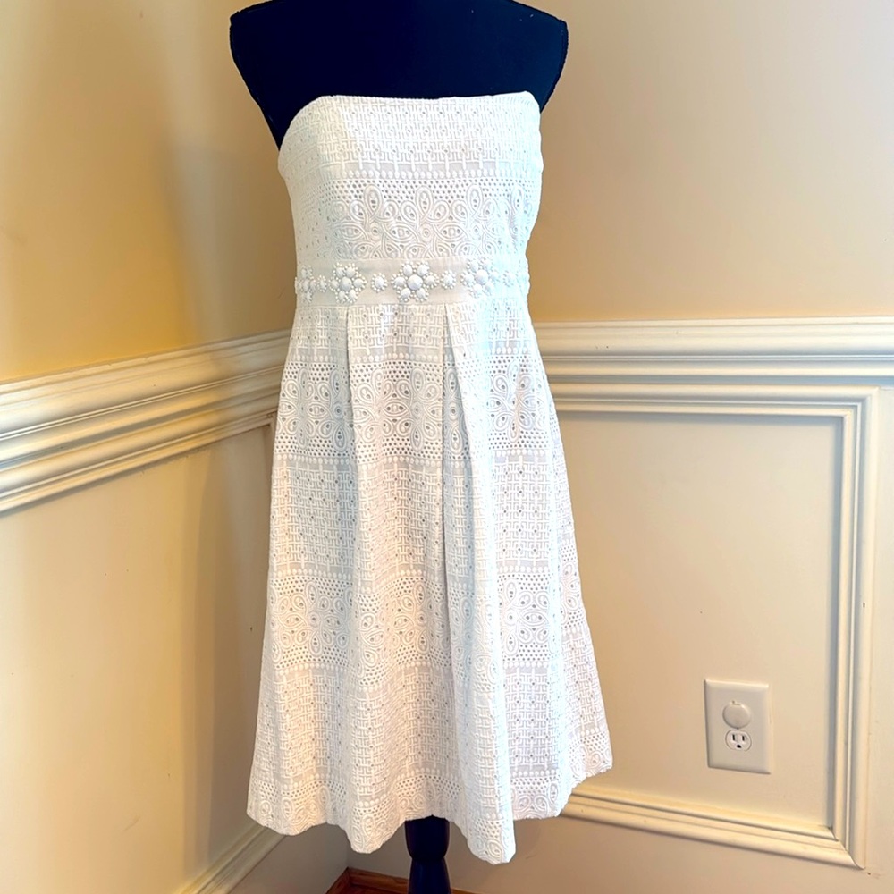 NWT LILLY PULITZER Betsey dress LWD Eyelet classic we white lace Sz 10